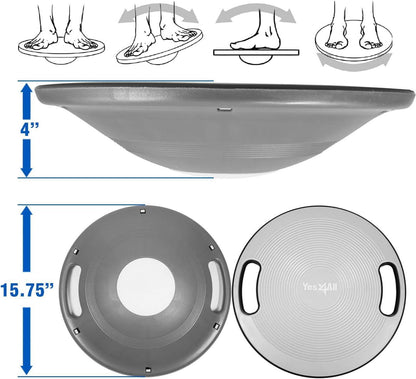 Wobble Balance Board, Plastic Stability Trainer with Handles for Standing Desk, Core Training & Home Gym Workout