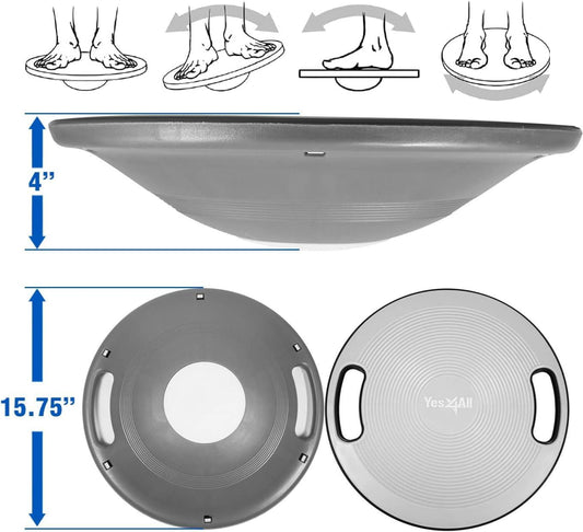 Wobble Balance Board, Plastic Stability Trainer with Handles for Standing Desk, Core Training & Home Gym Workout
