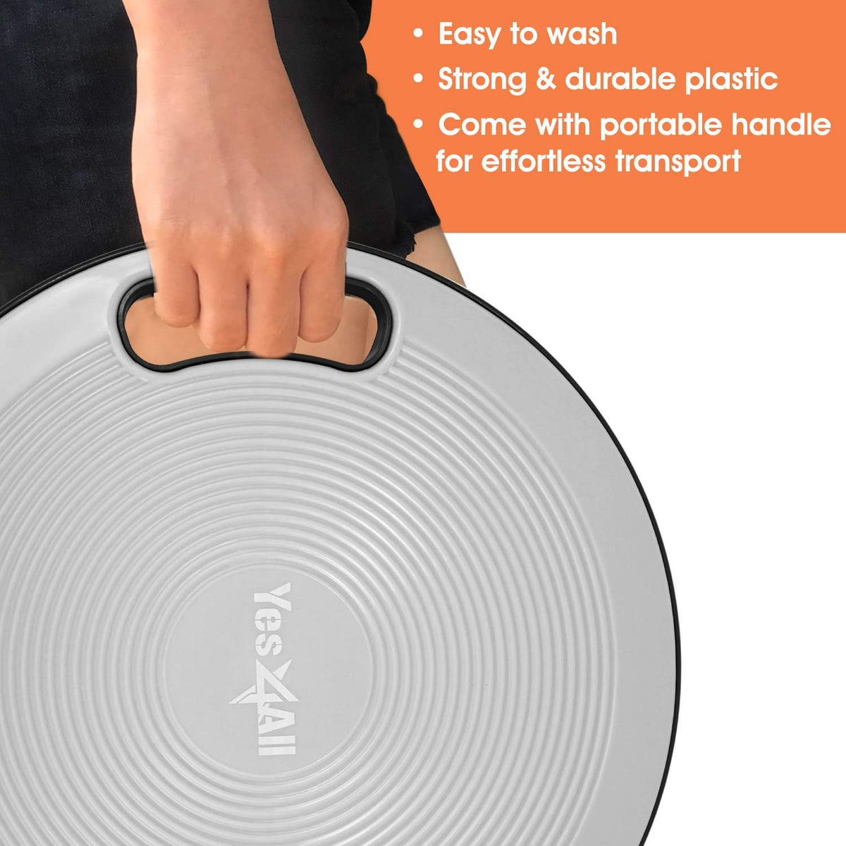 Wobble Balance Board, Plastic Stability Trainer with Handles for Standing Desk, Core Training & Home Gym Workout