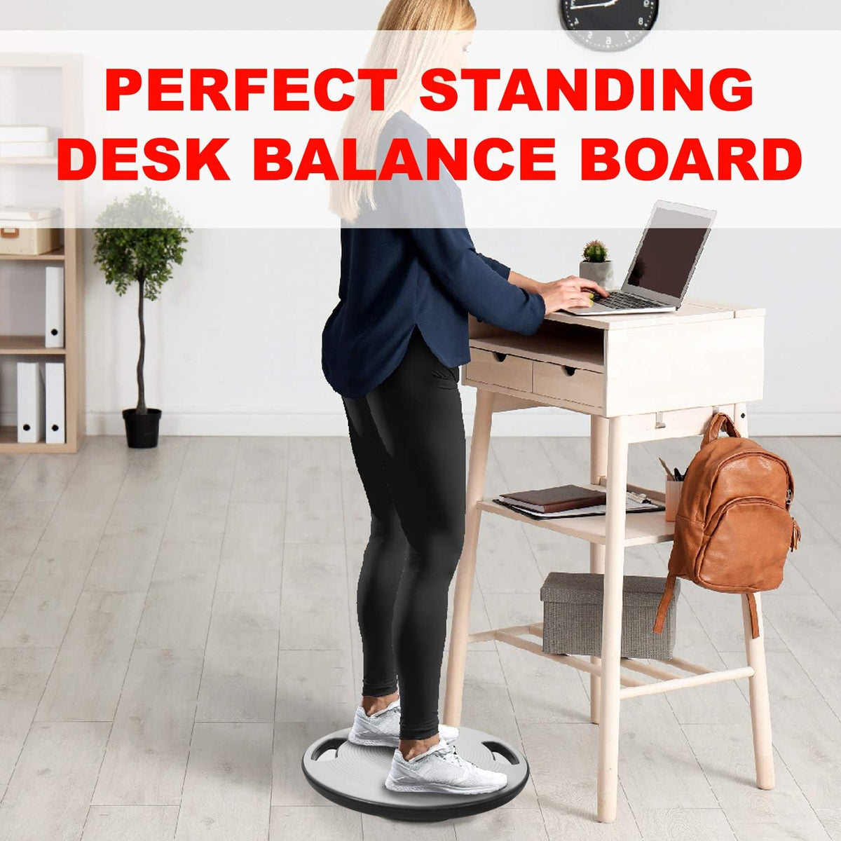 Wobble Balance Board, Plastic Stability Trainer with Handles for Standing Desk, Core Training & Home Gym Workout