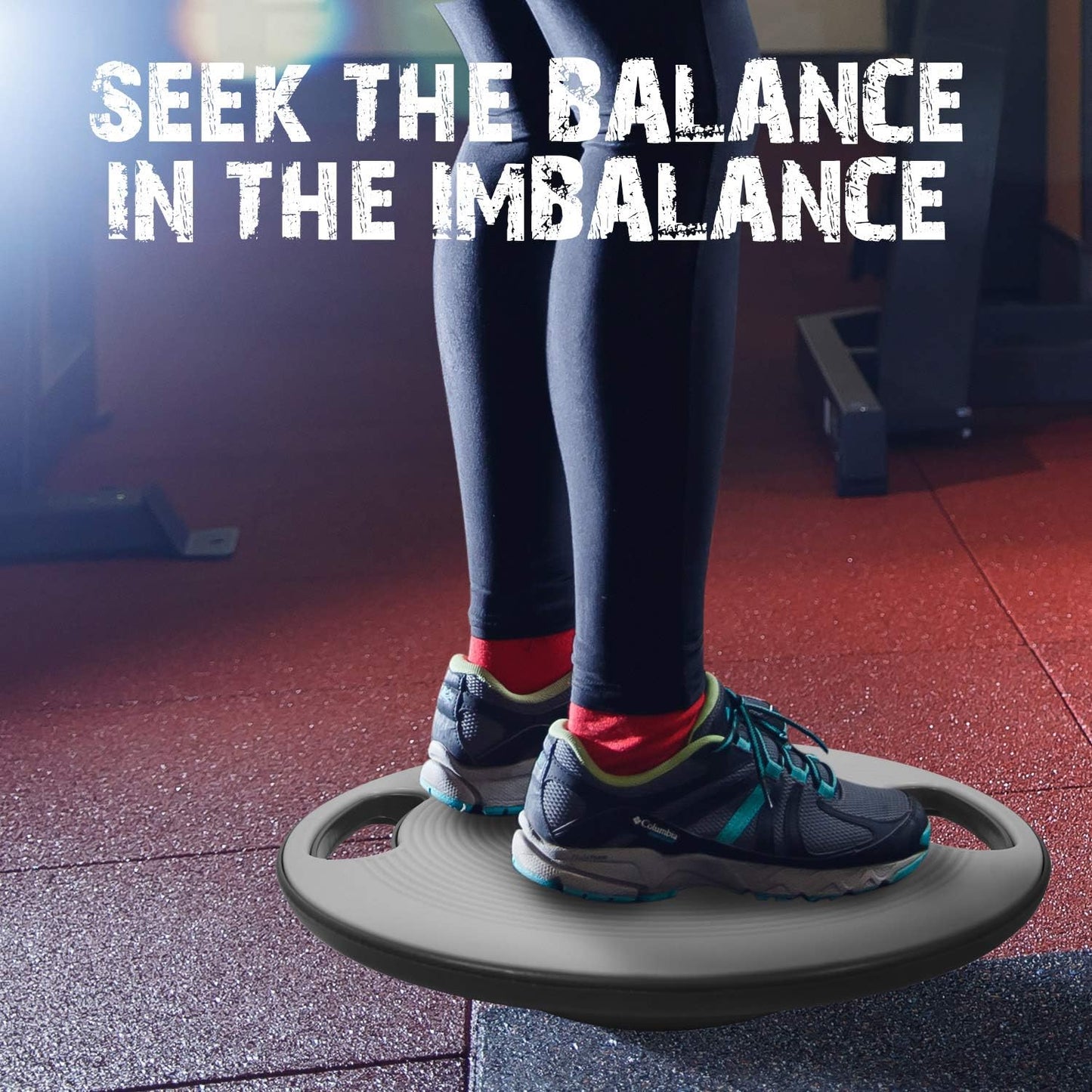 Wobble Balance Board, Plastic Stability Trainer with Handles for Standing Desk, Core Training & Home Gym Workout