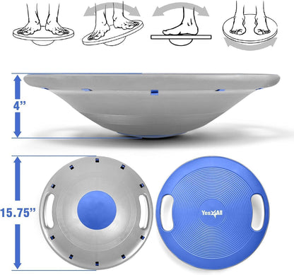 Wobble Balance Board, Plastic Stability Trainer with Handles for Standing Desk, Core Training & Home Gym Workout