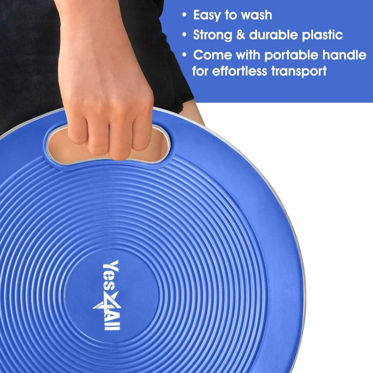 Wobble Balance Board, Plastic Stability Trainer with Handles for Standing Desk, Core Training & Home Gym Workout