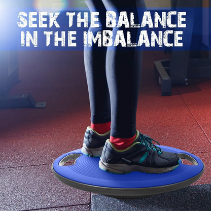 Wobble Balance Board, Plastic Stability Trainer with Handles for Standing Desk, Core Training & Home Gym Workout