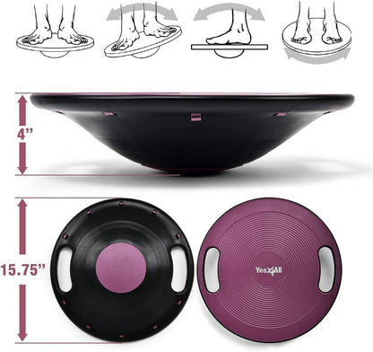 Wobble Balance Board, Plastic Stability Trainer with Handles for Standing Desk, Core Training & Home Gym Workout