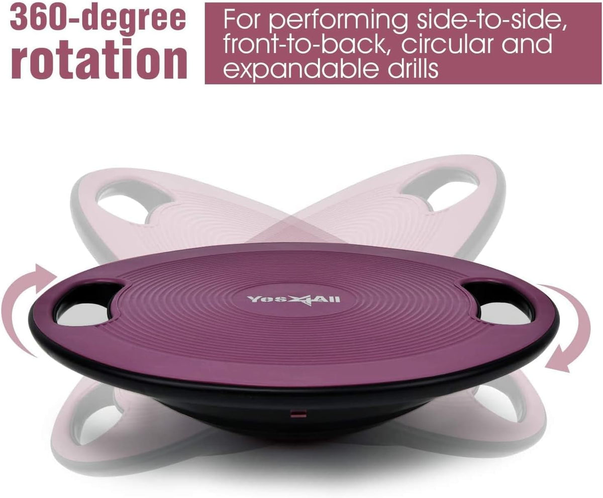 Wobble Balance Board, Plastic Stability Trainer with Handles for Standing Desk, Core Training & Home Gym Workout