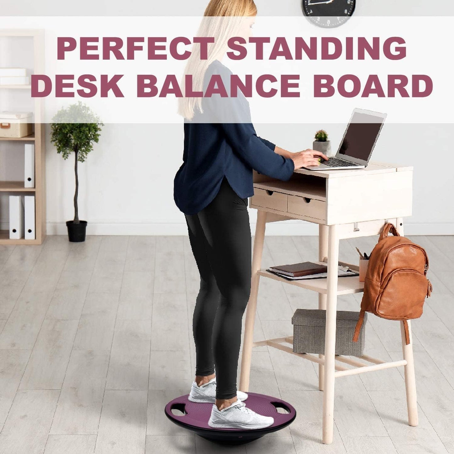 Wobble Balance Board, Plastic Stability Trainer with Handles for Standing Desk, Core Training & Home Gym Workout