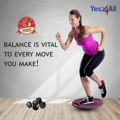 Wobble Balance Board, Plastic Stability Trainer with Handles for Standing Desk, Core Training & Home Gym Workout