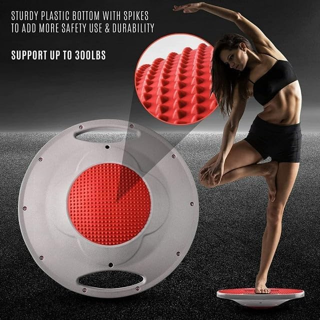 Wobble Balance Board, Plastic Stability Trainer with Handles for Standing Desk, Core Training & Home Gym Workout