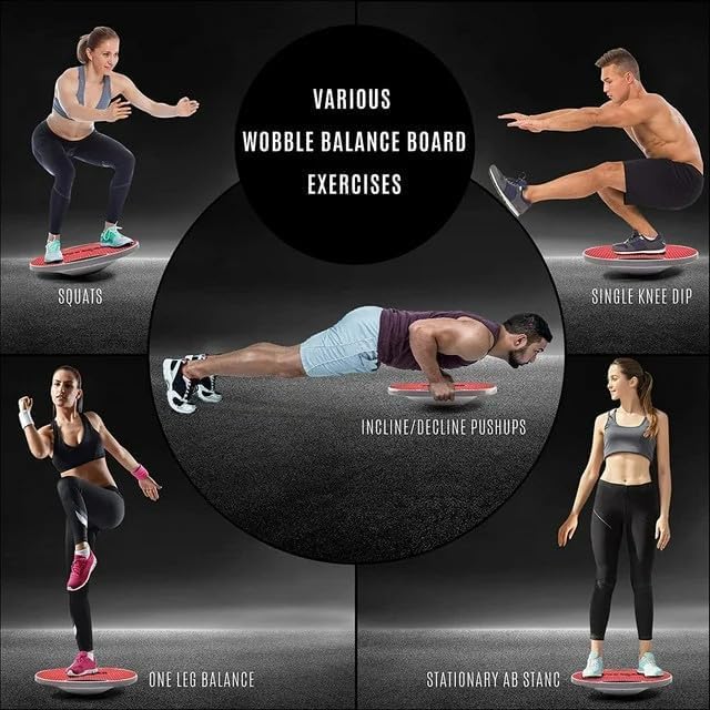 Wobble Balance Board, Plastic Stability Trainer with Handles for Standing Desk, Core Training & Home Gym Workout