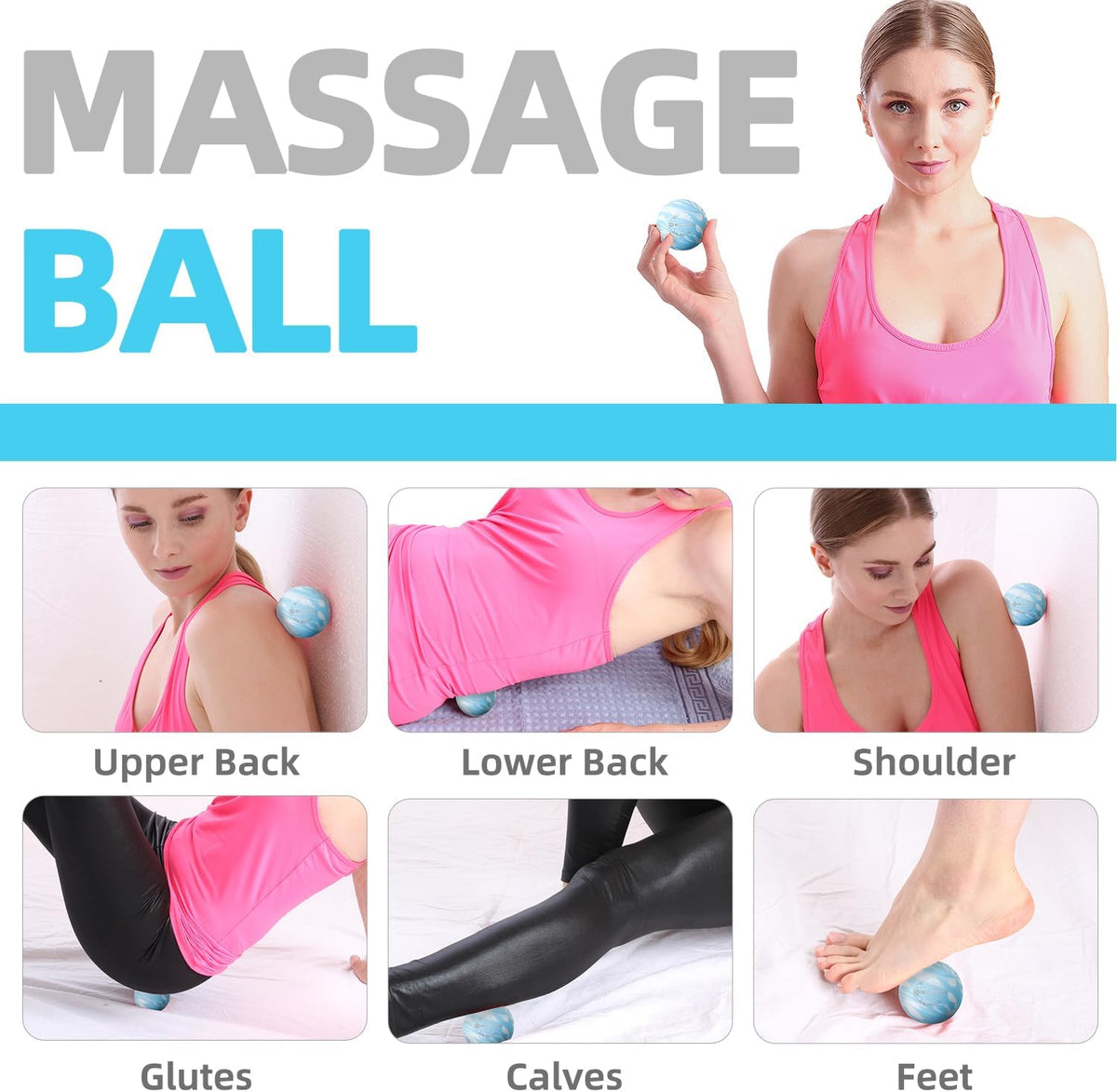 Massage Ball, Lacrosse Ball for Trigger Point Therapy, Deep Tissue, Myofascial Release, Sore Muscle Relief Massager for Neck, Shoulder, Back, Legs, Foot or Muscle Tension - Gold