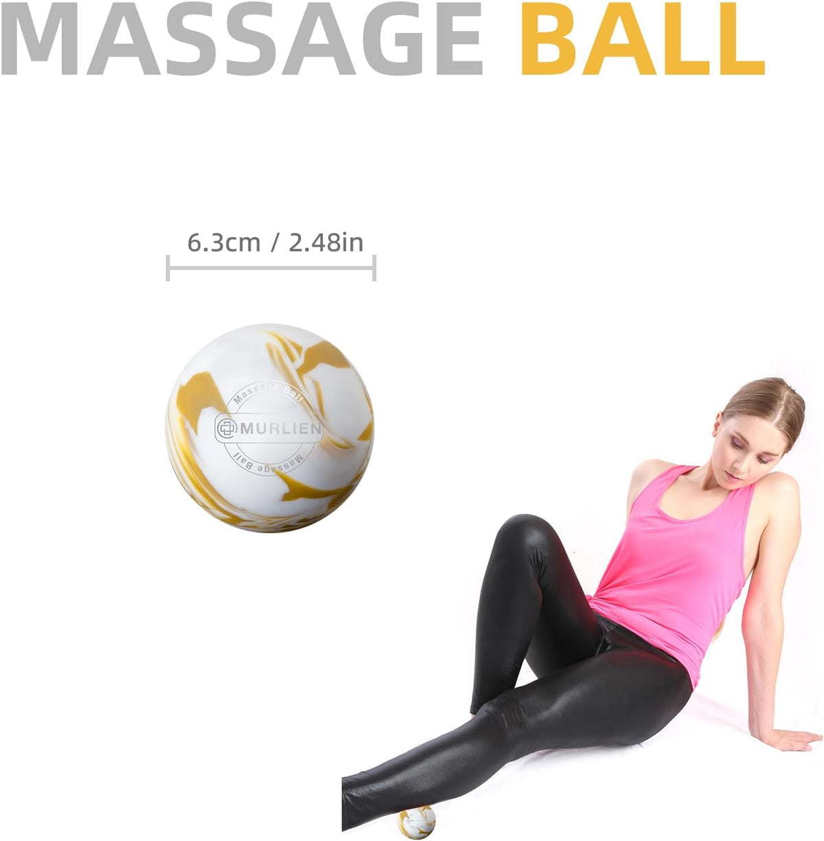 Massage Ball, Lacrosse Ball for Trigger Point Therapy, Deep Tissue, Myofascial Release, Sore Muscle Relief Massager for Neck, Shoulder, Back, Legs, Foot or Muscle Tension - Gold