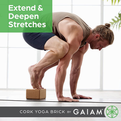 Natural Cork Yoga Block, Non-Slip Brick for Pilates & Balance | 100% natural cork with non-slip grip & rounded edges. Eco-friendly foam alternative for yoga, Pilates, balance & meditation.