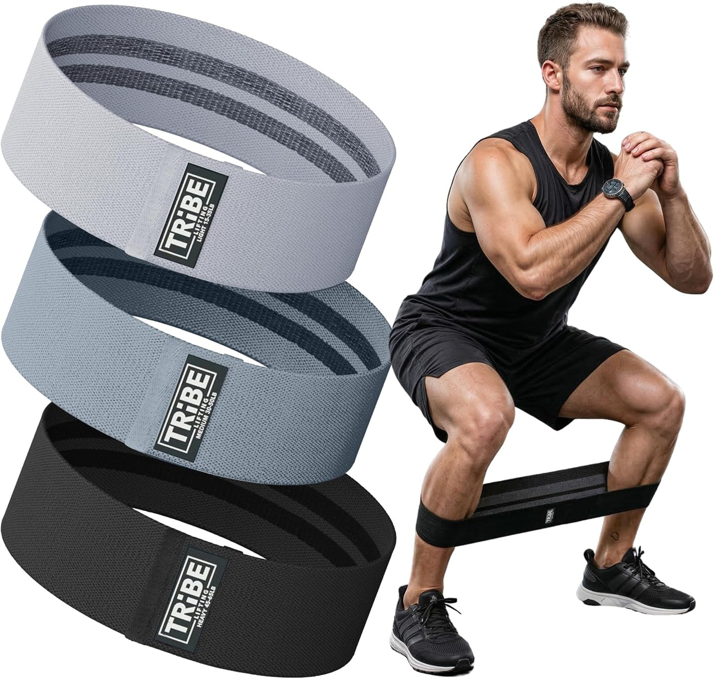 Resistance Bands for Working Out - 3 Pack Fabric Workout Bands for Women and Men - Booty Bands for Legs and Glute - Non Slip Exercise Bands Set for Squat Hip Thigh