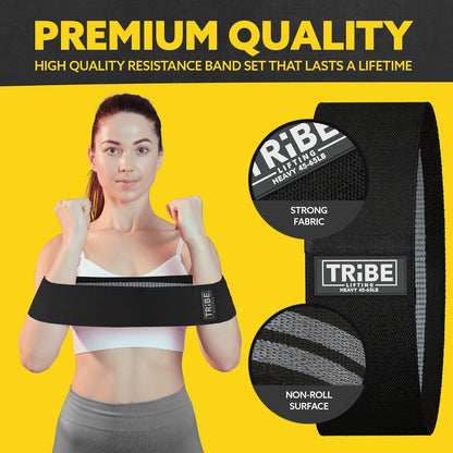 Resistance Bands for Working Out - 3 Pack Fabric Workout Bands for Women and Men - Booty Bands for Legs and Glute - Non Slip Exercise Bands Set for Squat Hip Thigh