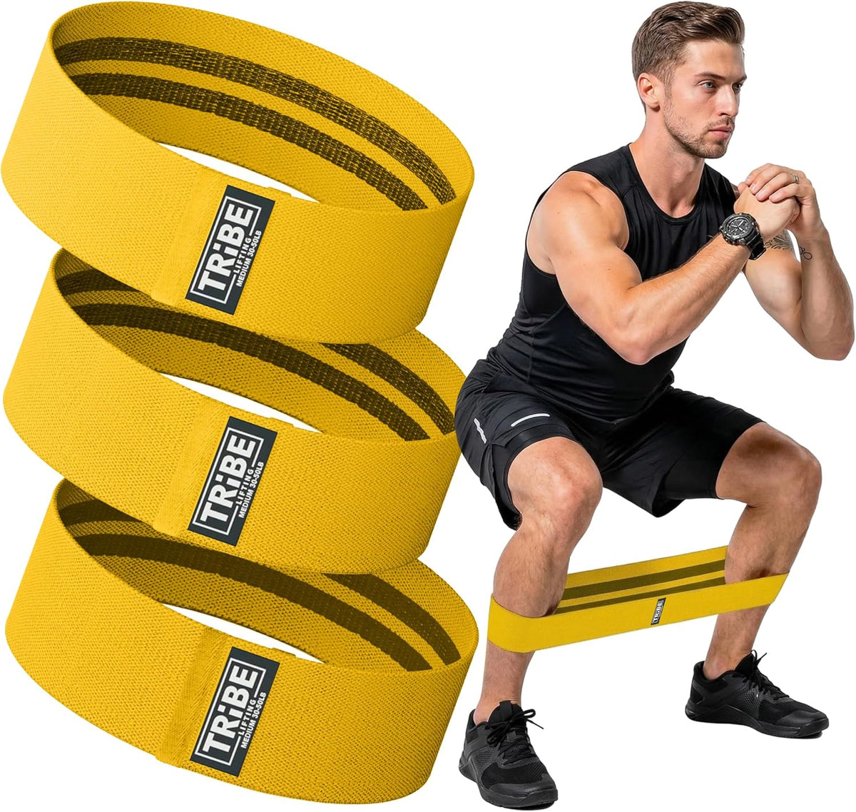 Resistance Bands for Working Out - 3 Pack Fabric Workout Bands for Women and Men - Booty Bands for Legs and Glute - Non Slip Exercise Bands Set for Squat Hip Thigh