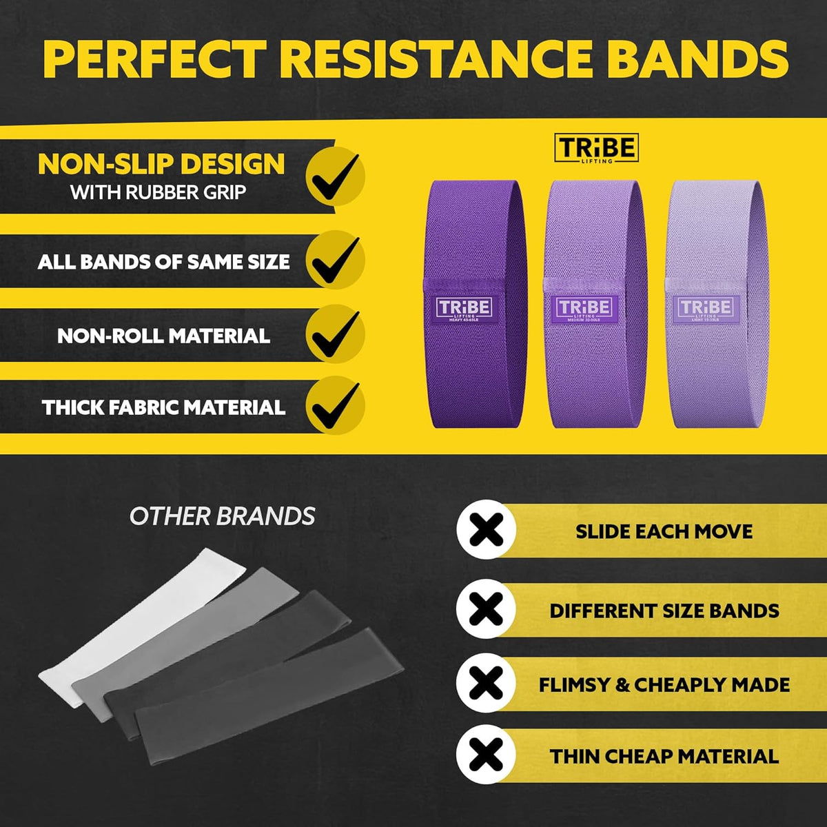 Resistance Bands for Working Out - 3 Pack Fabric Workout Bands for Women and Men - Booty Bands for Legs and Glute - Non Slip Exercise Bands Set for Squat Hip Thigh
