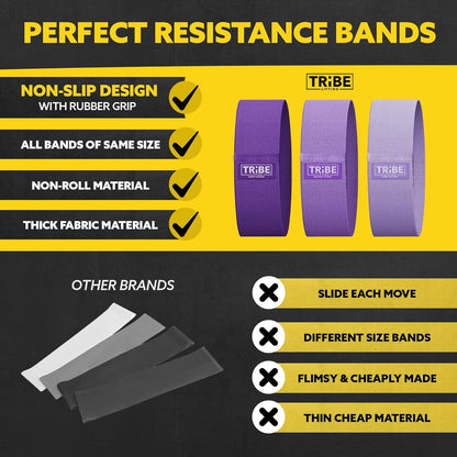 Resistance Bands for Working Out - 3 Pack Fabric Workout Bands for Women and Men - Booty Bands for Legs and Glute - Non Slip Exercise Bands Set for Squat Hip Thigh
