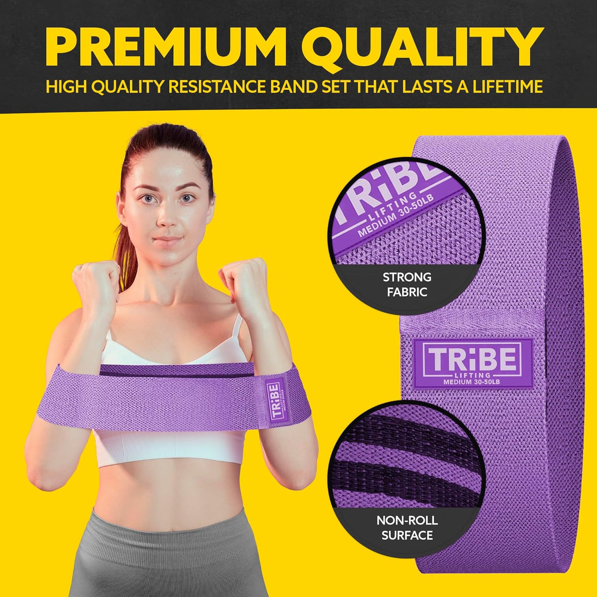 Resistance Bands for Working Out - 3 Pack Fabric Workout Bands for Women and Men - Booty Bands for Legs and Glute - Non Slip Exercise Bands Set for Squat Hip Thigh