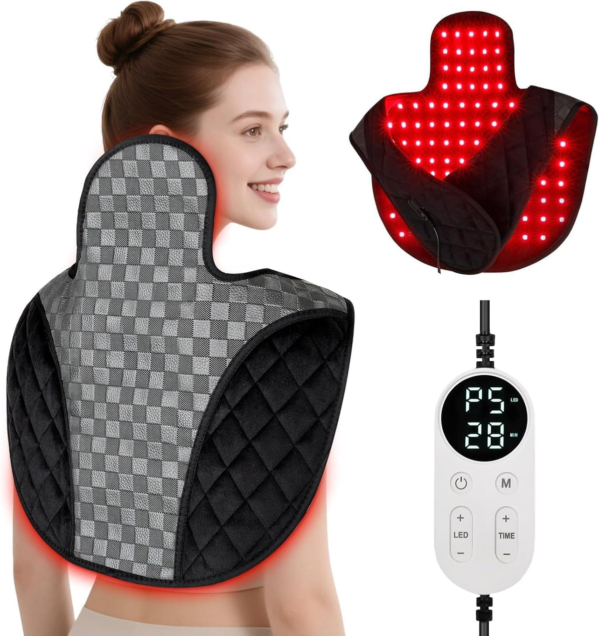 Red Light Therapy for Body, 3-in-1 Near Infrared Red Light Therapy for Shoulder Back Neck, 660nm and 850nm Wearable Red Light Pad with 3 Light Modes, for Office Home Use,Gift for Men Women