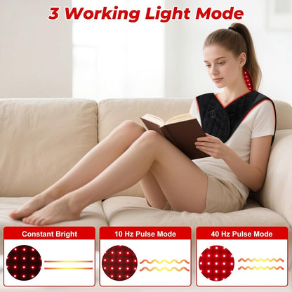 Red Light Therapy for Body, 3-in-1 Near Infrared Red Light Therapy for Shoulder Back Neck, 660nm and 850nm Wearable Red Light Pad with 3 Light Modes, for Office Home Use,Gift for Men Women