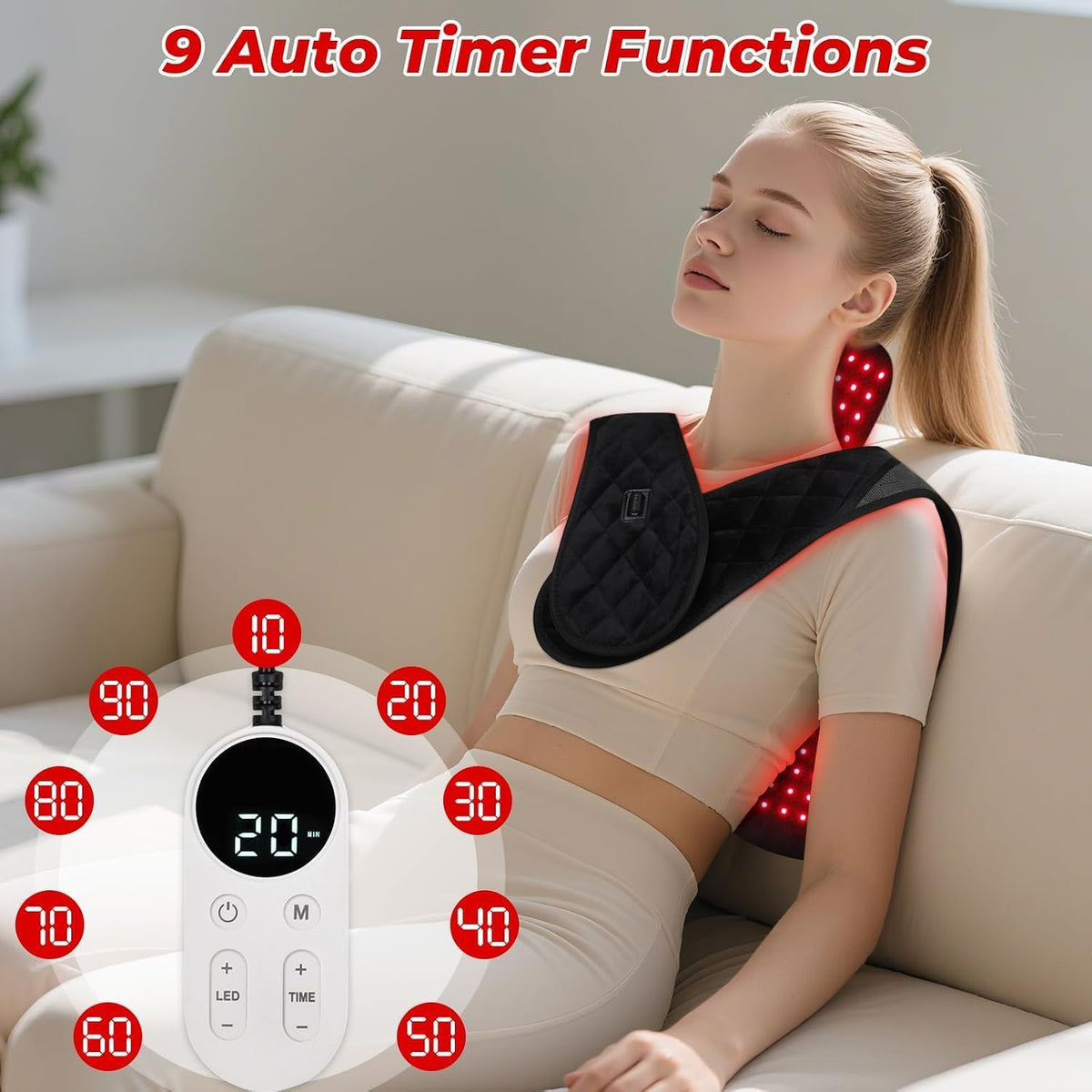 Red Light Therapy for Body, 3-in-1 Near Infrared Red Light Therapy for Shoulder Back Neck, 660nm and 850nm Wearable Red Light Pad with 3 Light Modes, for Office Home Use,Gift for Men Women