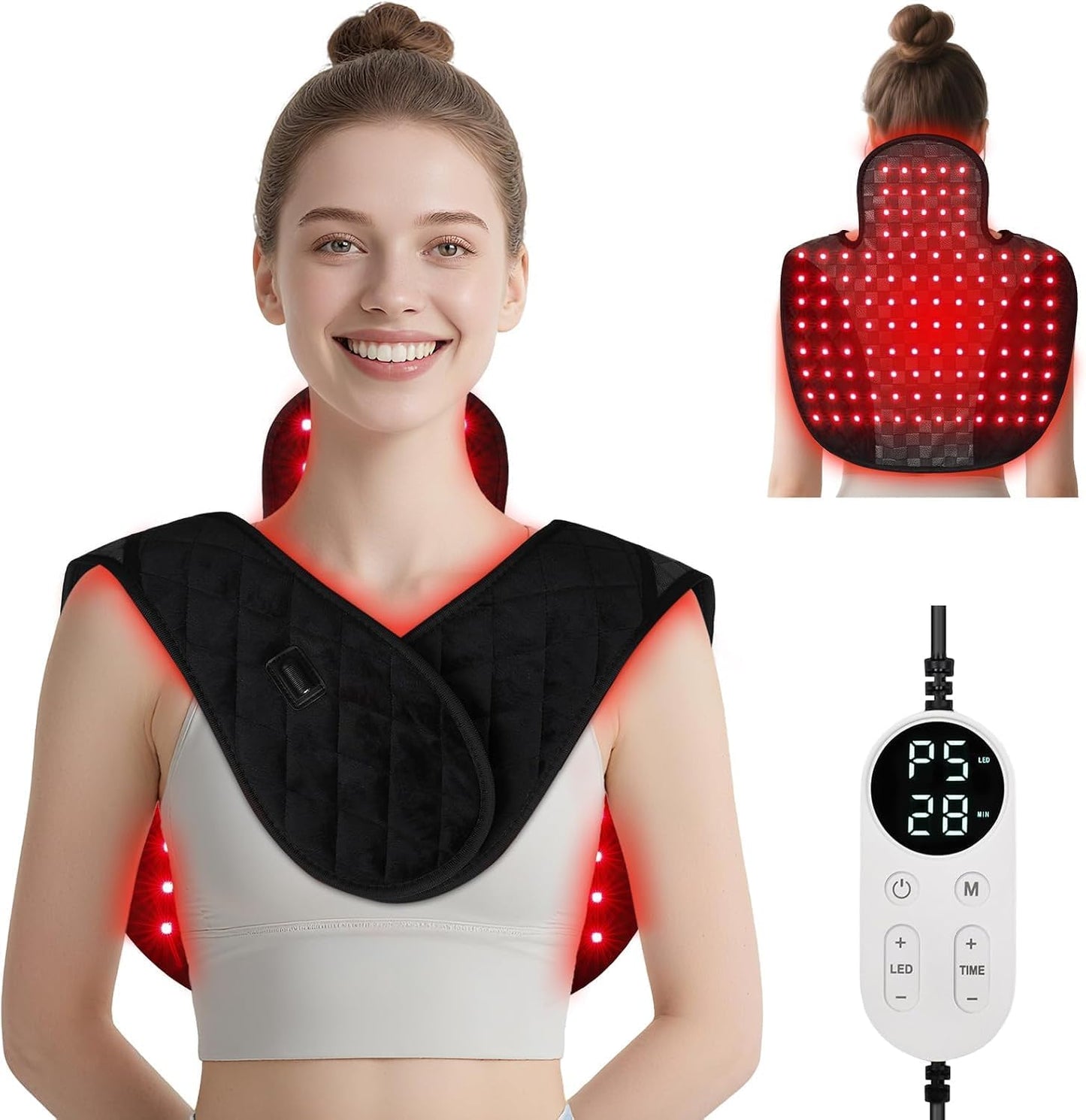 Red Light Therapy for Body, 3-in-1 Near Infrared Red Light Therapy for Shoulder Back Neck, 660nm and 850nm Wearable Red Light Pad with 3 Light Modes, for Office Home Use,Gift for Men Women