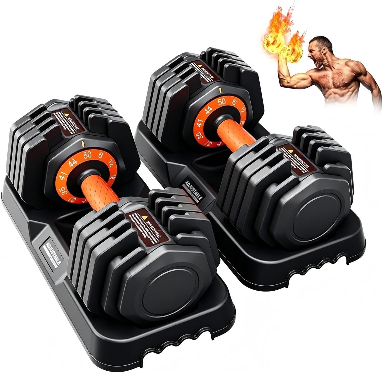 2026 Upgrade Adjustable Dumbbell Set 25lb/50lb, Small Increment in 3-6lb, 1 Hand Quick-Dial, 10-in-1 Adjustable Dumbbells with Tray, Anti-Slip Grip for Home Gym HIIT Strength Training