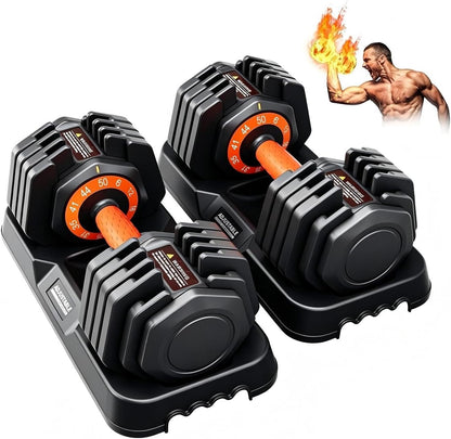 2026 Upgrade Adjustable Dumbbell Set 25lb/50lb, Small Increment in 3-6lb, 1 Hand Quick-Dial, 10-in-1 Adjustable Dumbbells with Tray, Anti-Slip Grip for Home Gym HIIT Strength Training