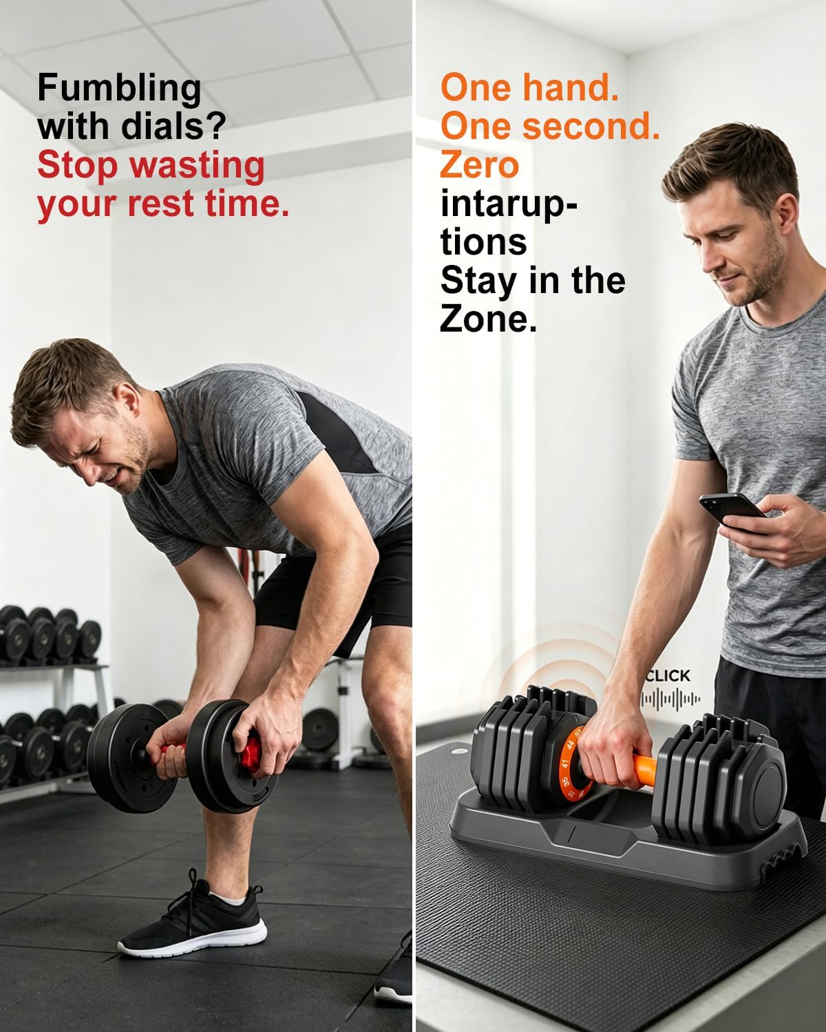 2026 Upgrade Adjustable Dumbbell Set 25lb/50lb, Small Increment in 3-6lb, 1 Hand Quick-Dial, 10-in-1 Adjustable Dumbbells with Tray, Anti-Slip Grip for Home Gym HIIT Strength Training