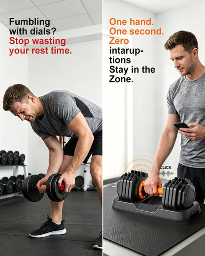 2026 Upgrade Adjustable Dumbbell Set 25lb/50lb, Small Increment in 3-6lb, 1 Hand Quick-Dial, 10-in-1 Adjustable Dumbbells with Tray, Anti-Slip Grip for Home Gym HIIT Strength Training