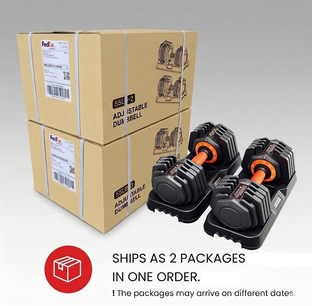 2026 Upgrade Adjustable Dumbbell Set 25lb/50lb, Small Increment in 3-6lb, 1 Hand Quick-Dial, 10-in-1 Adjustable Dumbbells with Tray, Anti-Slip Grip for Home Gym HIIT Strength Training