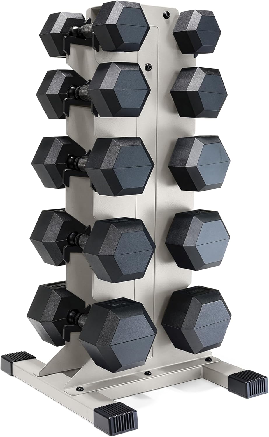 Dumbbell Set with Rack, Rubber Coated Hex Free Weight Set | 100–300 lb Options, Vertical Space-Saving Storage for Home Gym Strength Training