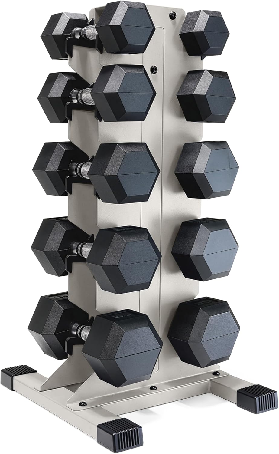 Dumbbell Set with Rack, Rubber Coated Hex Free Weight Set | 100–300 lb Options, Vertical Space-Saving Storage for Home Gym Strength Training