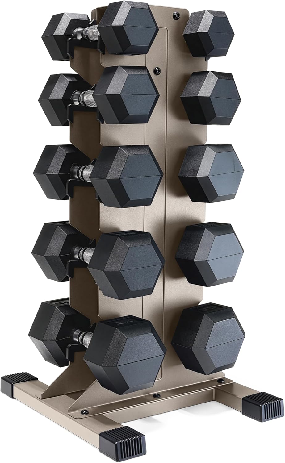 Dumbbell Set with Rack, Rubber Coated Hex Free Weight Set | 100–300 lb Options, Vertical Space-Saving Storage for Home Gym Strength Training
