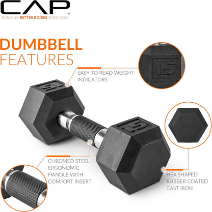 Dumbbell Set with Rack, Rubber Coated Hex Free Weight Set | 100–300 lb Options, Vertical Space-Saving Storage for Home Gym Strength Training