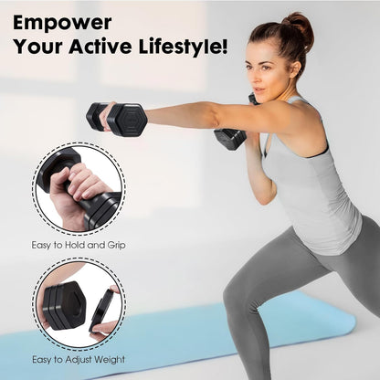 Adjustable Dumbbell Set, 4 in 1 Free Weights Dumbbells Set for Women, Weights for Women at Home, 2lb 3lb 4lb 5lb with TPU Soft Rubber Handle for Home Gym Exercise Training