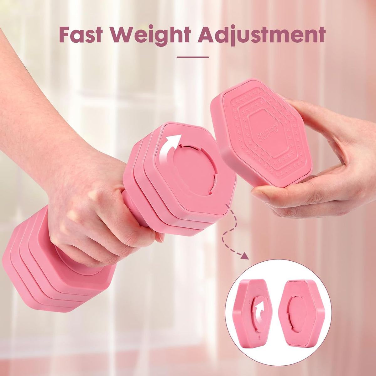 Adjustable Dumbbell Set, 4 in 1 Free Weights Dumbbells Set for Women, Weights for Women at Home, 2lb 3lb 4lb 5lb with TPU Soft Rubber Handle for Home Gym Exercise Training