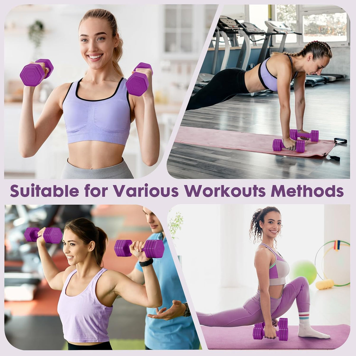 Adjustable Dumbbell Set, 4 in 1 Free Weights Dumbbells Set for Women, Weights for Women at Home, 2lb 3lb 4lb 5lb with TPU Soft Rubber Handle for Home Gym Exercise Training