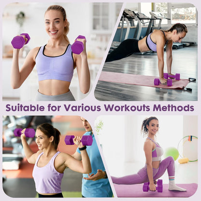 Adjustable Dumbbell Set, 4 in 1 Free Weights Dumbbells Set for Women, Weights for Women at Home, 2lb 3lb 4lb 5lb with TPU Soft Rubber Handle for Home Gym Exercise Training