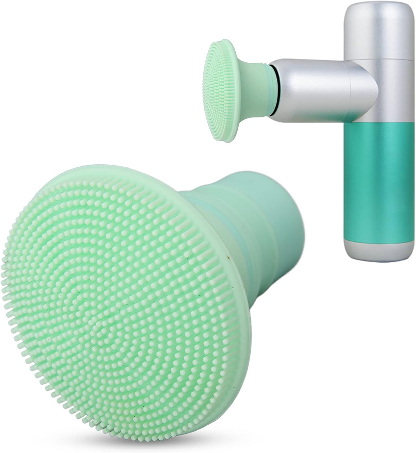 Massage Gun Attachments,Massage Gun Heads, 18/19mm Silicone Massager Gun Attachment Deep Tissue Percussion Plug and Play Salon Tools Massage Head (Light Green)