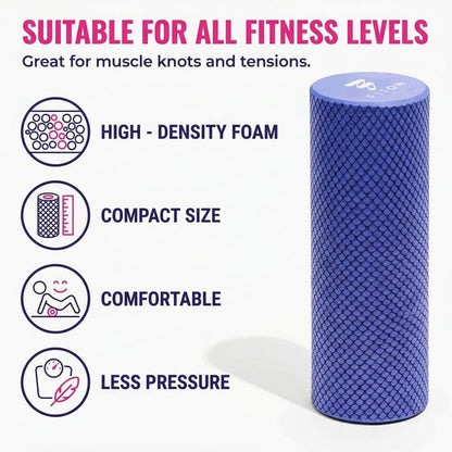Foam Roller for Muscle Recovery - Compact and Portable, High-Density Foam Roller for Back Massage & Deep Tissue Relief and Home Exercise, Ideal for Use on Neck & Leg Soreness, 12"x4", Purple