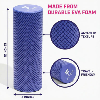 Foam Roller for Muscle Recovery - Compact and Portable, High-Density Foam Roller for Back Massage & Deep Tissue Relief and Home Exercise, Ideal for Use on Neck & Leg Soreness, 12"x4", Purple