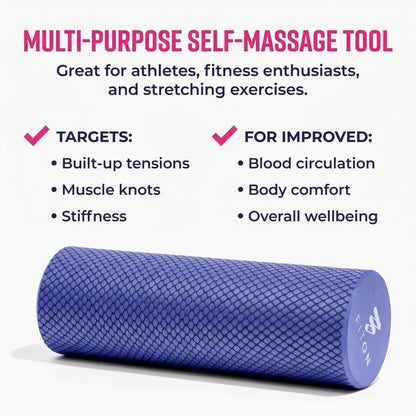 Foam Roller for Muscle Recovery - Compact and Portable, High-Density Foam Roller for Back Massage & Deep Tissue Relief and Home Exercise, Ideal for Use on Neck & Leg Soreness, 12"x4", Purple