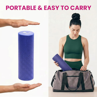 Foam Roller for Muscle Recovery - Compact and Portable, High-Density Foam Roller for Back Massage & Deep Tissue Relief and Home Exercise, Ideal for Use on Neck & Leg Soreness, 12"x4", Purple