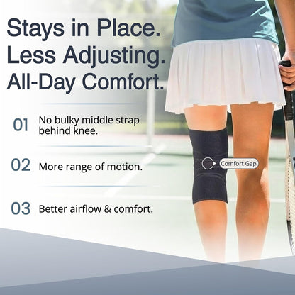 Knee Brace for Women & Men, Knee Support for Men – Patented 4-Way Adjustable Wraparound Support, Dual Side Stabilizer for Patella Stability