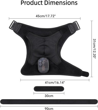 Red Light Therapy For Shoulder Pain Wrap with Heat & Vibration, 660nm & 850nm Infrared Shoulder Massager, Cordless 5000mAh Heating Pad for Neck & Shoulder Comfort, Wearable Support for Men & Women