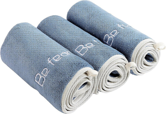 Microfiber Gym Towel Set for Men Women, Super Soft and Quick-Drying Towels for Fitness, Yoga, Cycling, Swimming (Blue+Grey+Purple, 3 Pack)