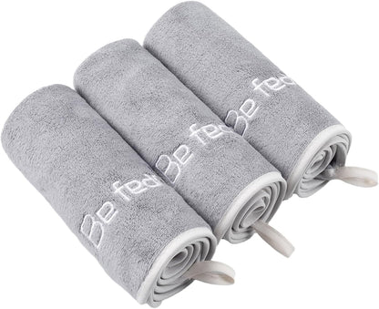 Microfiber Gym Towel Set for Men Women, Super Soft and Quick-Drying Towels for Fitness, Yoga, Cycling, Swimming (Blue+Grey+Purple, 3 Pack)