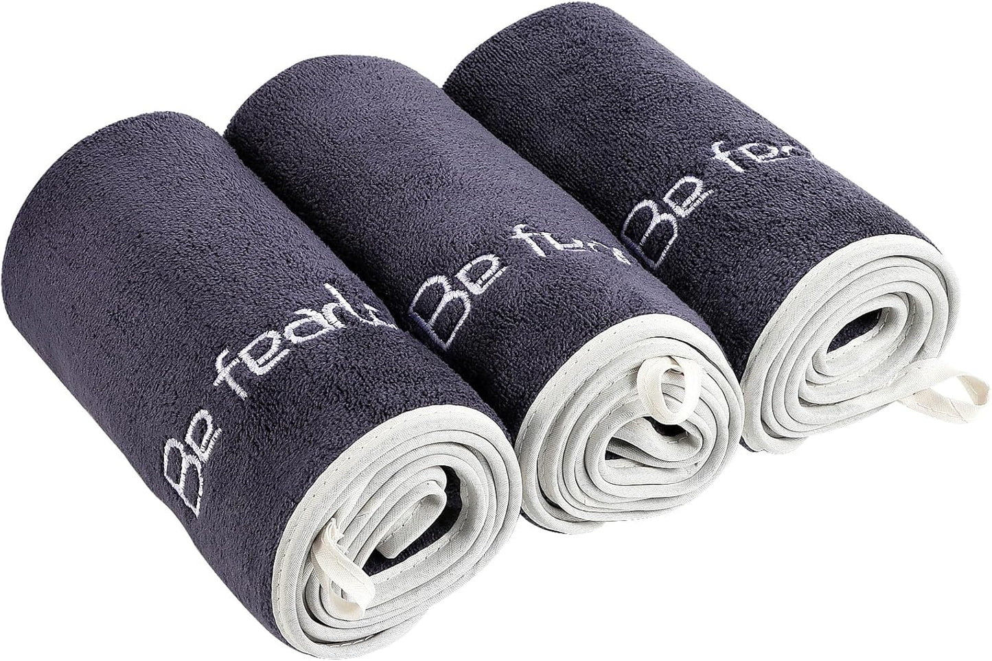 Microfiber Gym Towel Set for Men Women, Super Soft and Quick-Drying Towels for Fitness, Yoga, Cycling, Swimming (Blue+Grey+Purple, 3 Pack)